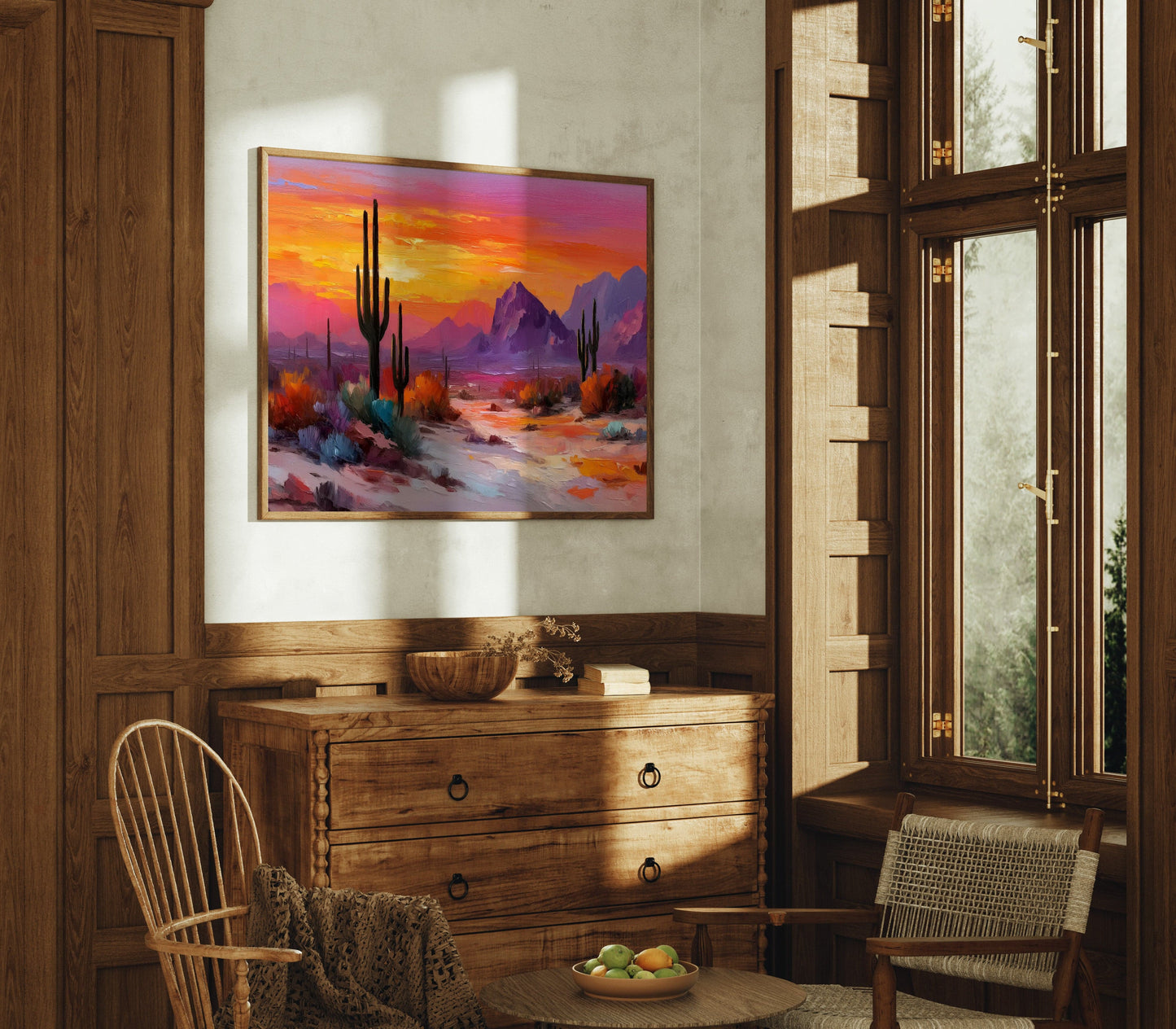 Saguaros Dance In Twilight Fire