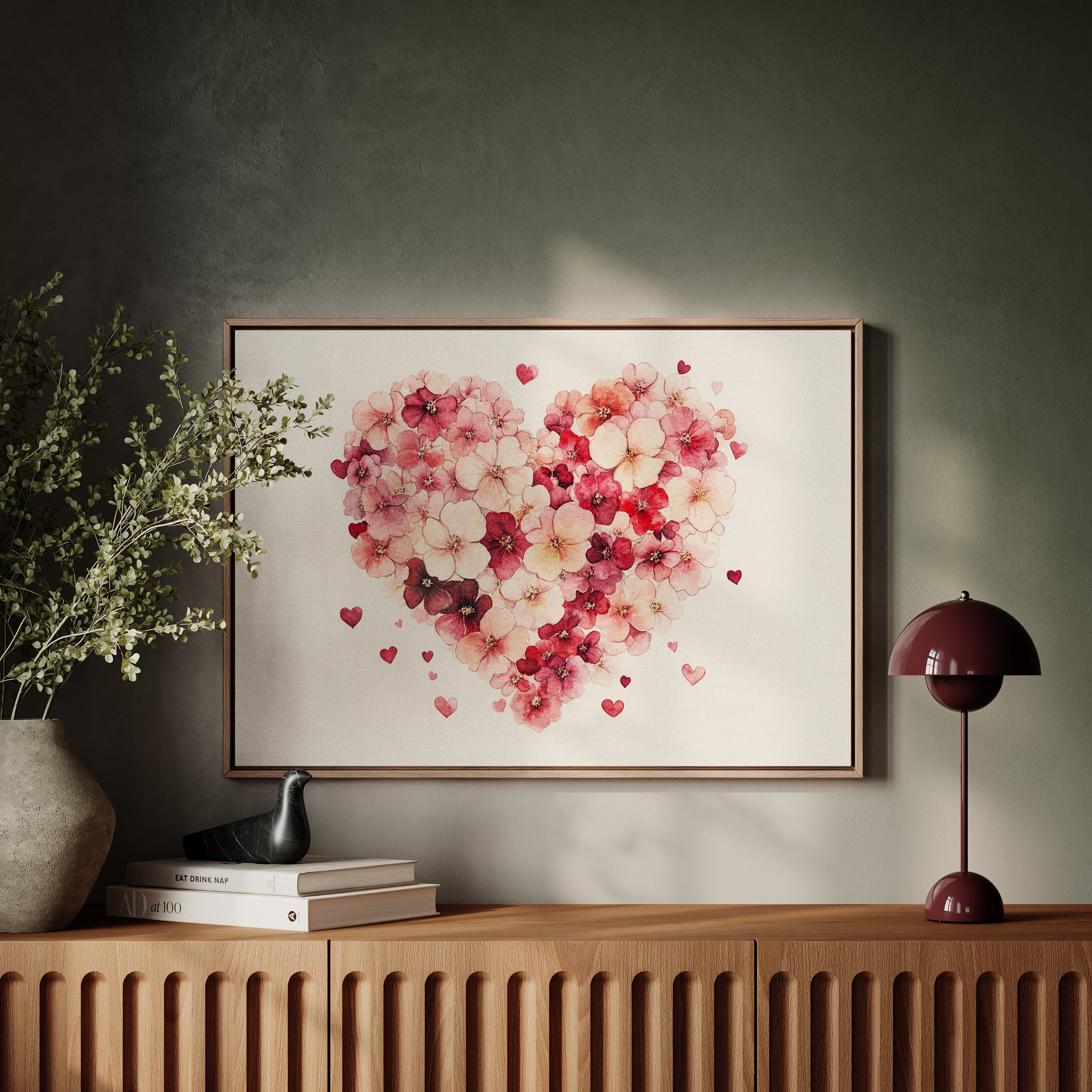 Love Blooms In Watercolor Hearts