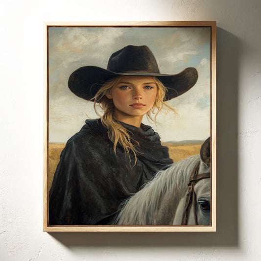 Cowgirl and Her White Horse