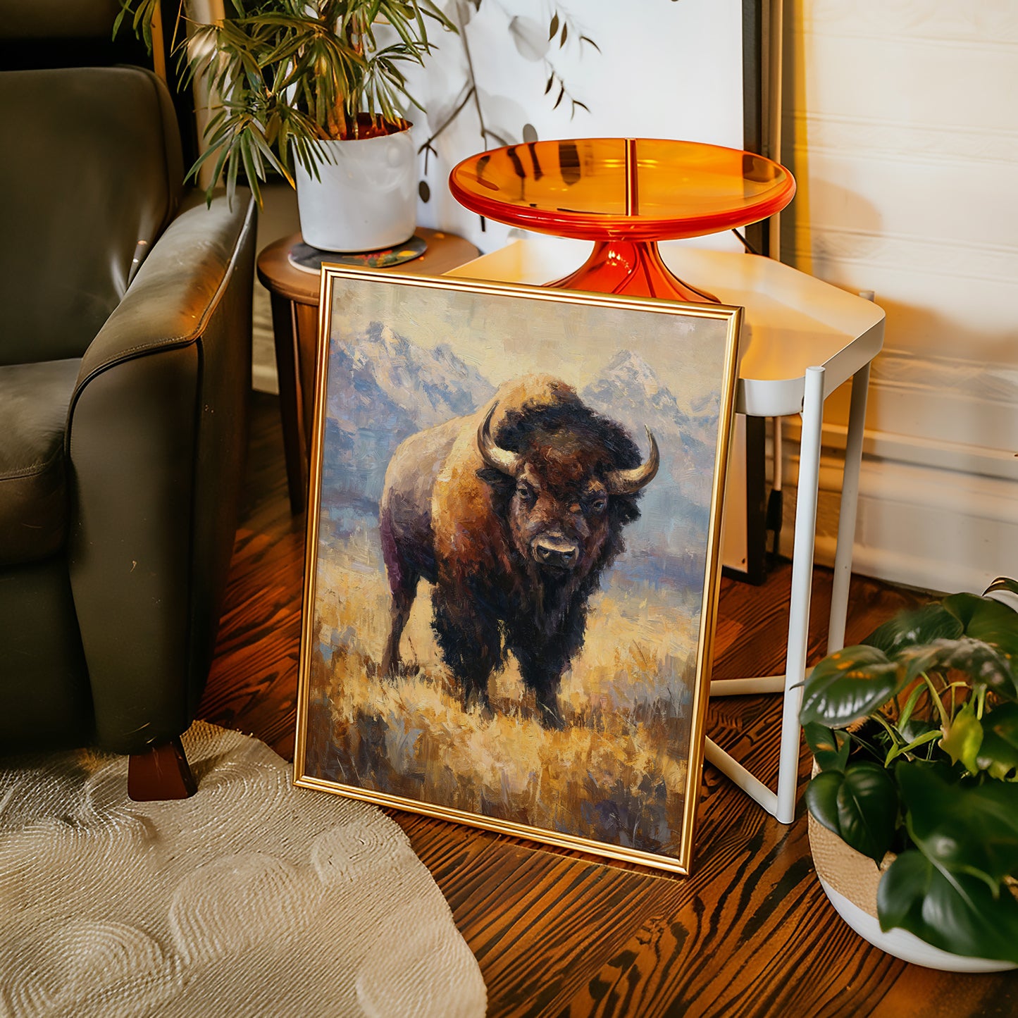 Majestic Bison in Golden Grasslands