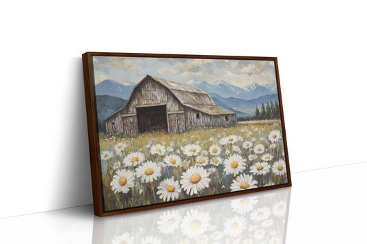 Rustic Barn Wall Art – Wildflower Meadow Print, Country Farmhouse Decor, Vintage Landscape Painting