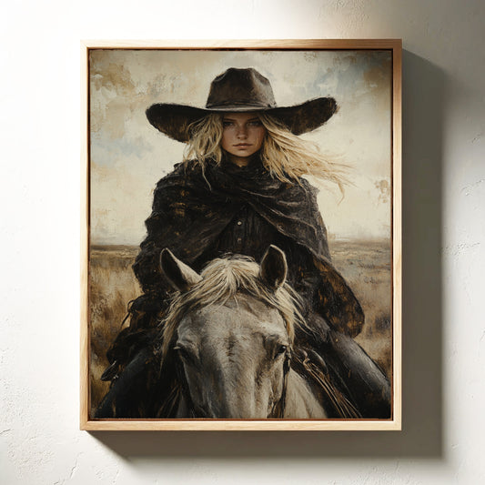 Rider in Black on White Horse