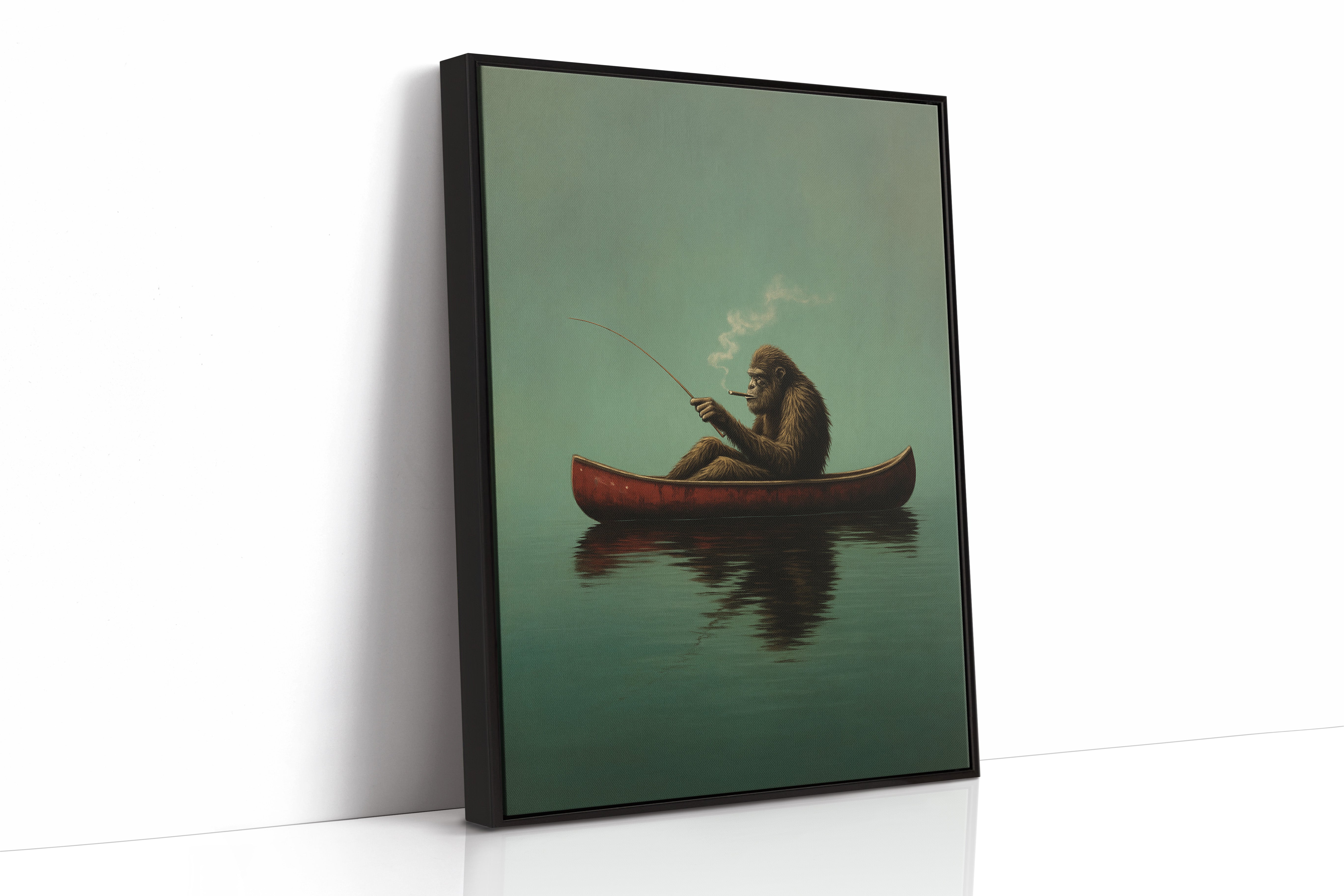 Fishing Ape in a Red Canoe