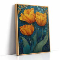 Three Tulips in a Tiled Dream