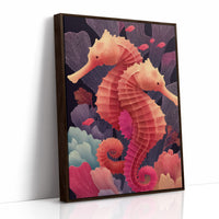 Seahorses Entwined in Coral