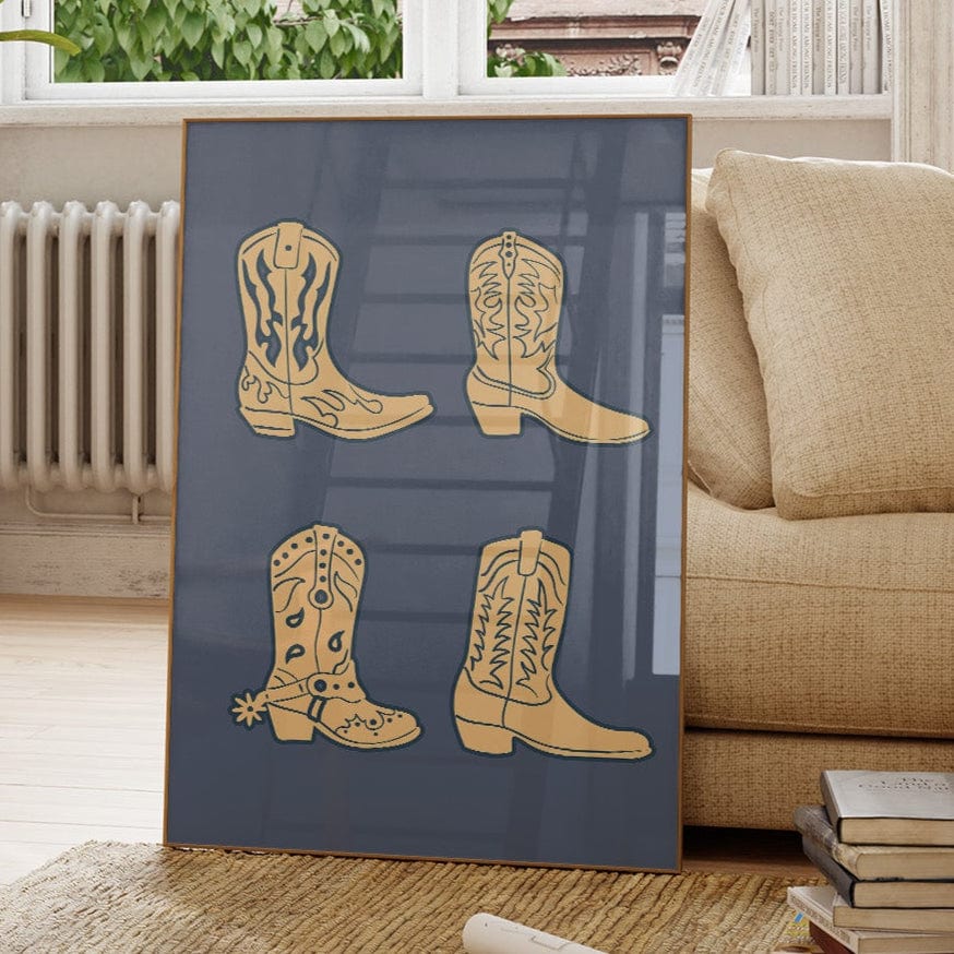 Cowboy Boots Wall Art – Western Country Decor Print