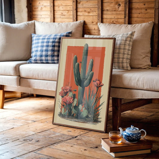 Saguaro Tales In Coral Sunset