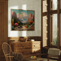 Saguaros Dance Between Pink Cliffs