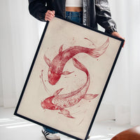 Koi Fish Wall Art – Minimalist Japanese Ink Print, Zen Decor