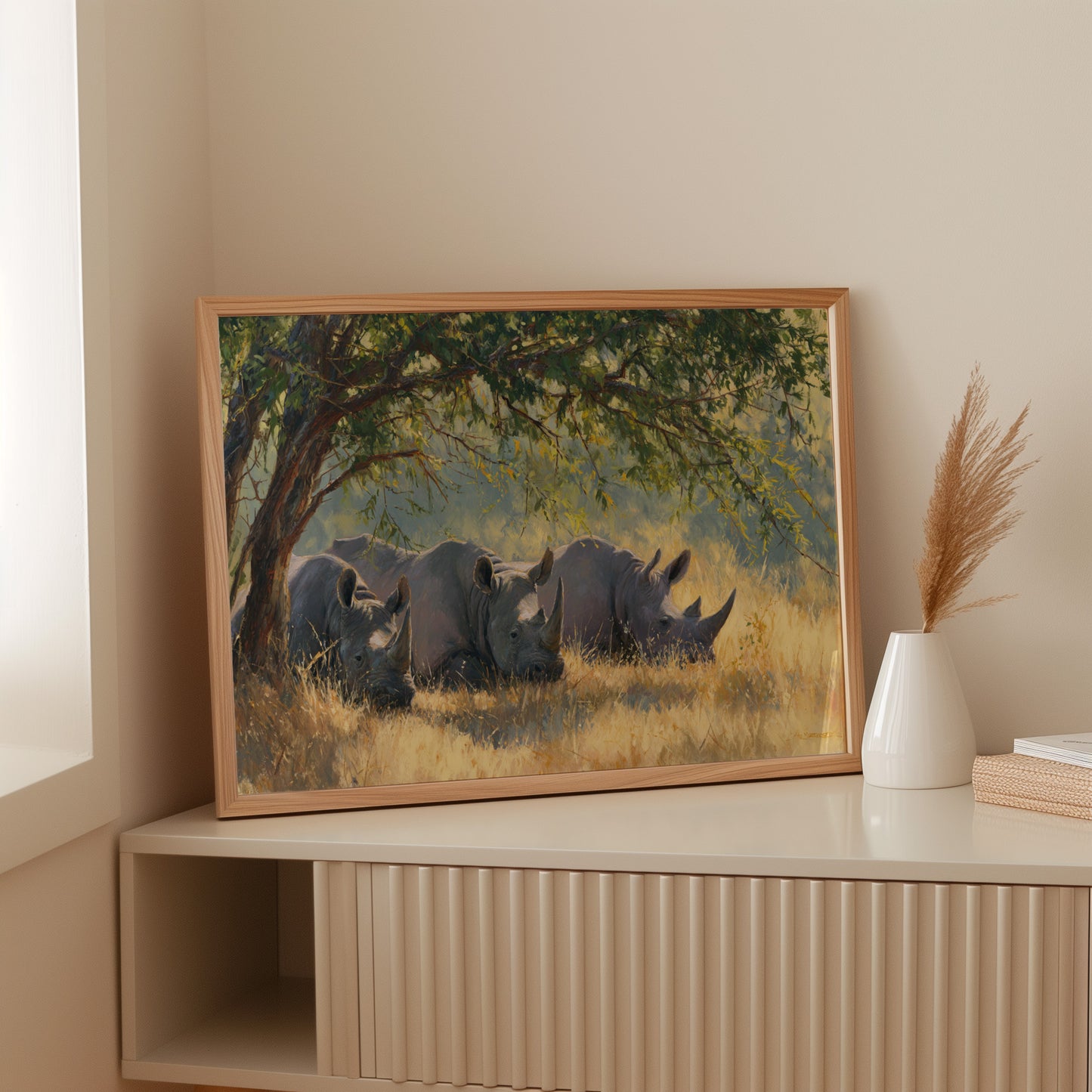 Three Giants Rest In Golden Grass