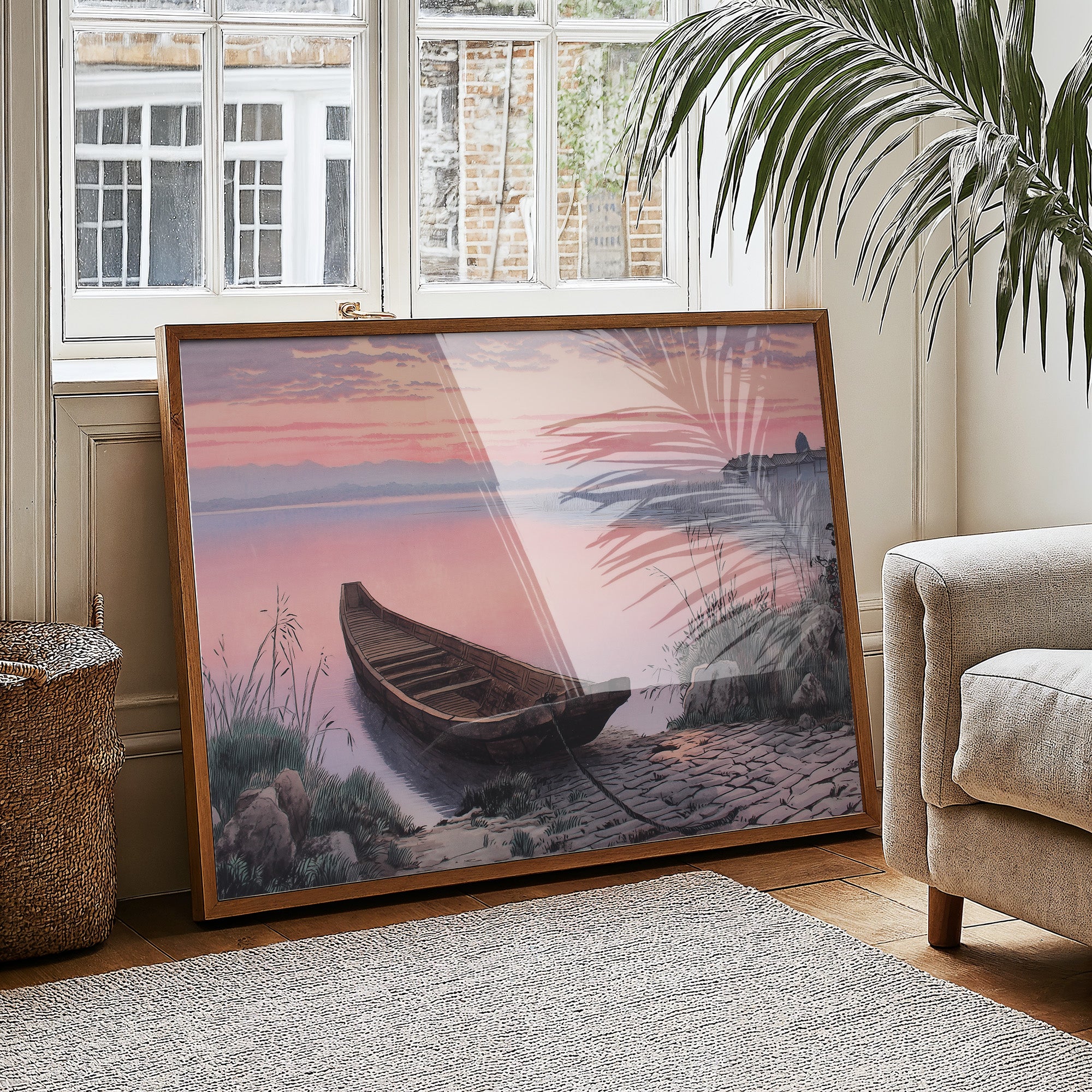 Lakeside Boat Awaits Dawn's Promise