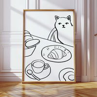 Morning Croissants Tempt Curious Cat