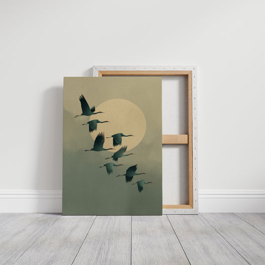 Cranes Dance Across Golden Dawn