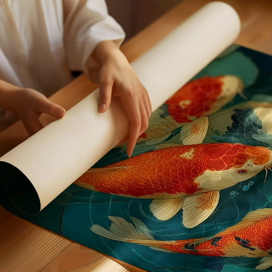 Koi Dance Among Jade Lilies