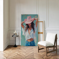 Pink Cowgirl Hat – Western Chic Wall Art