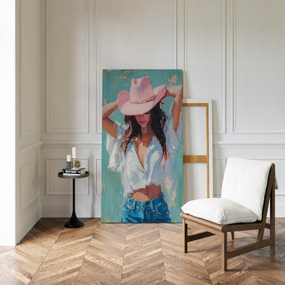 Pink Cowgirl Hat – Western Chic Wall Art