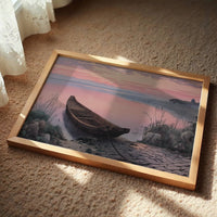 Lakeside Boat Awaits Dawn's Promise