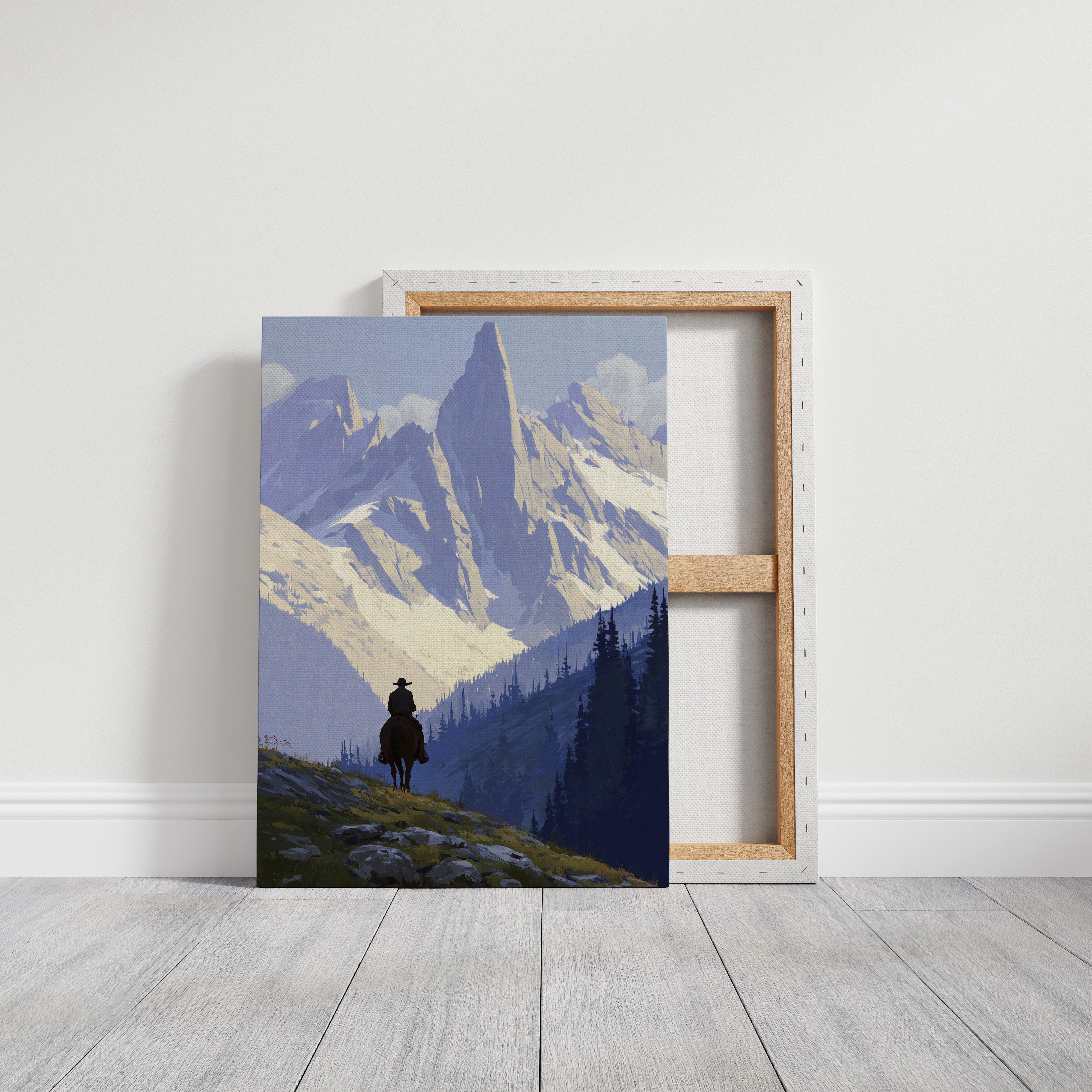 Solitary Wanderer Beneath Violet Peaks