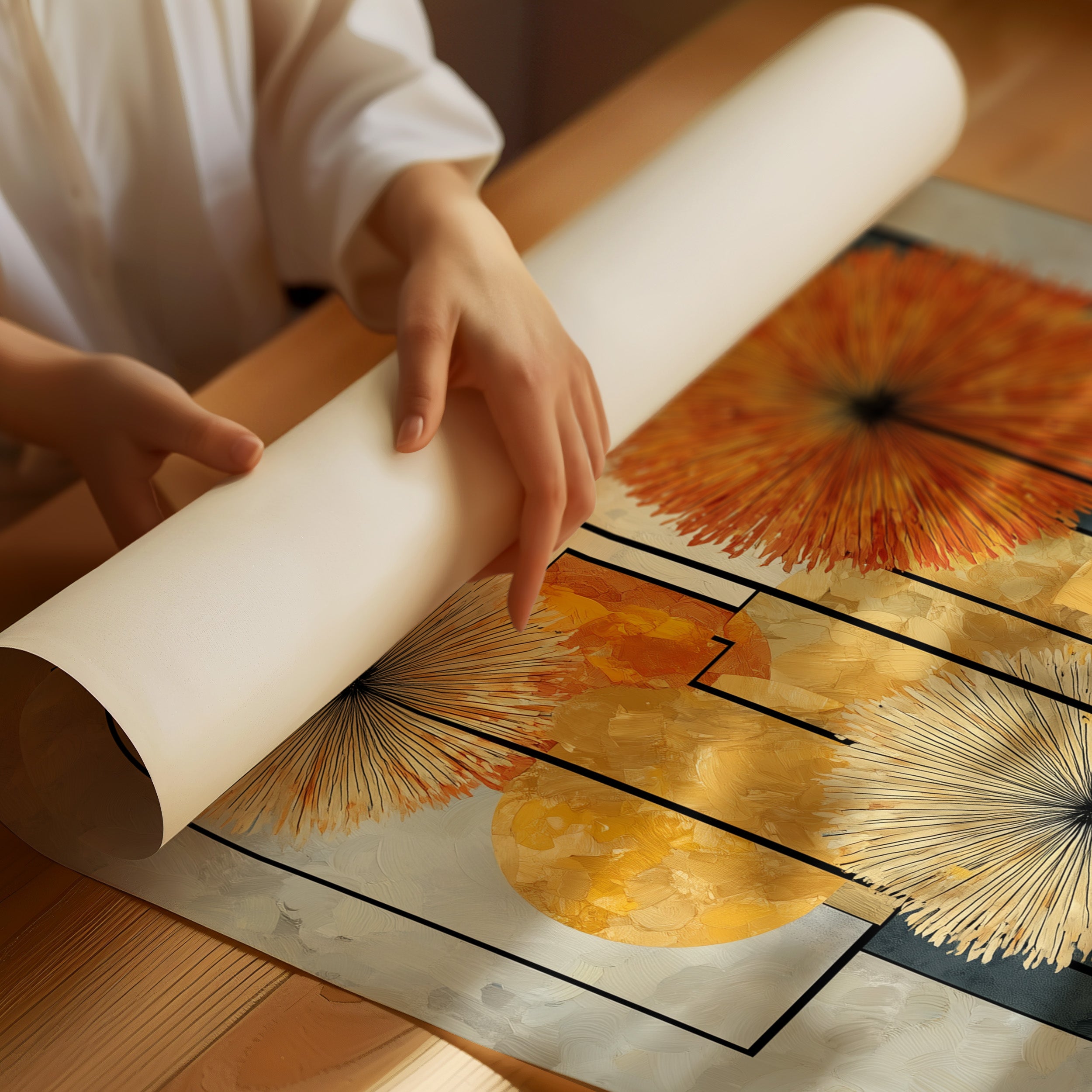 Sunbursts Dance Through Geometric Gardens