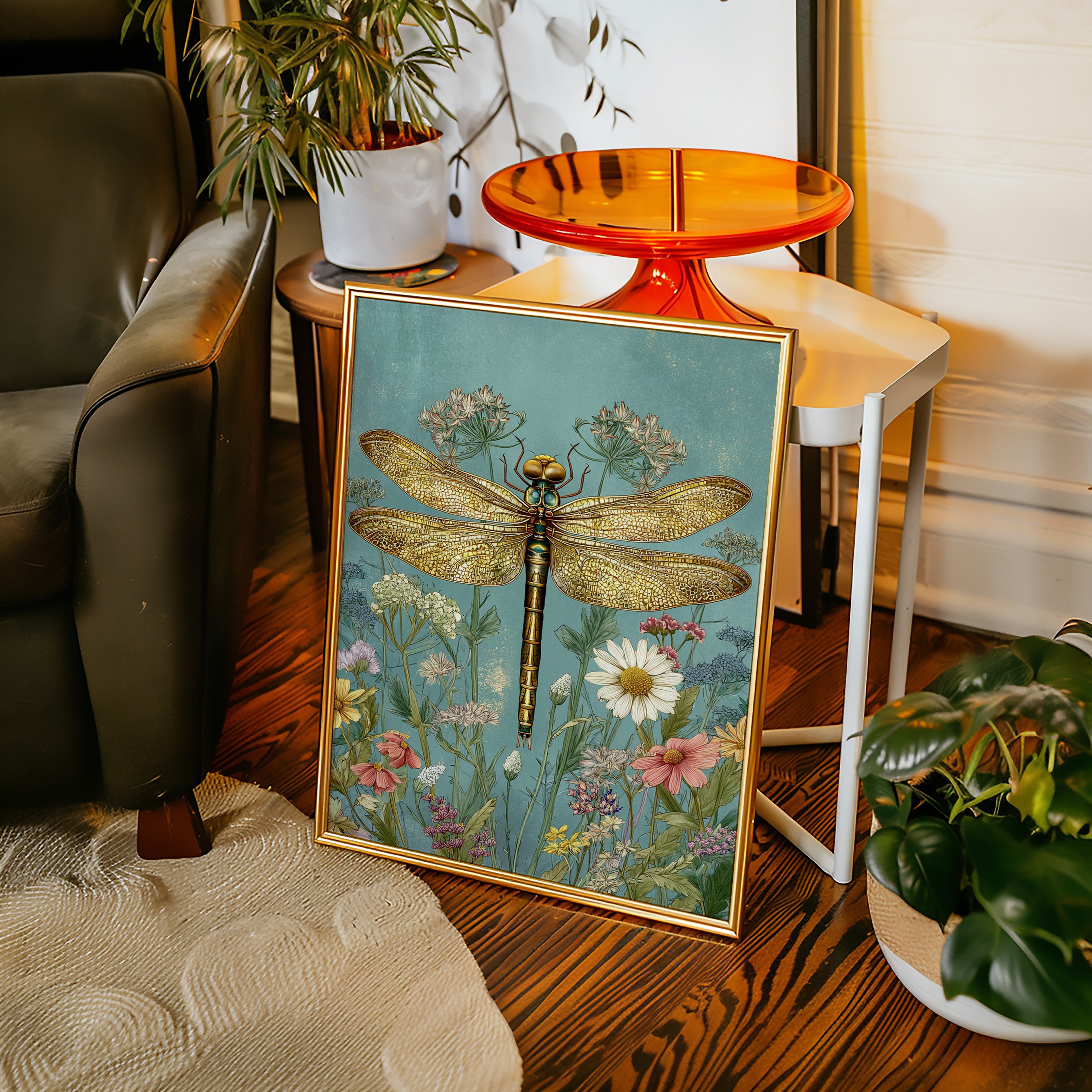 Golden Wings Amidst Wild Blooms