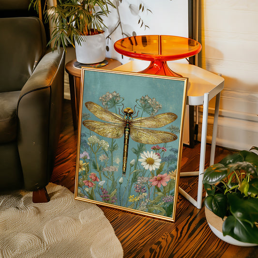 Golden Wings Amidst Wild Blooms