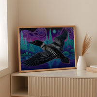 Midnight Loon Crosses Northern Waters