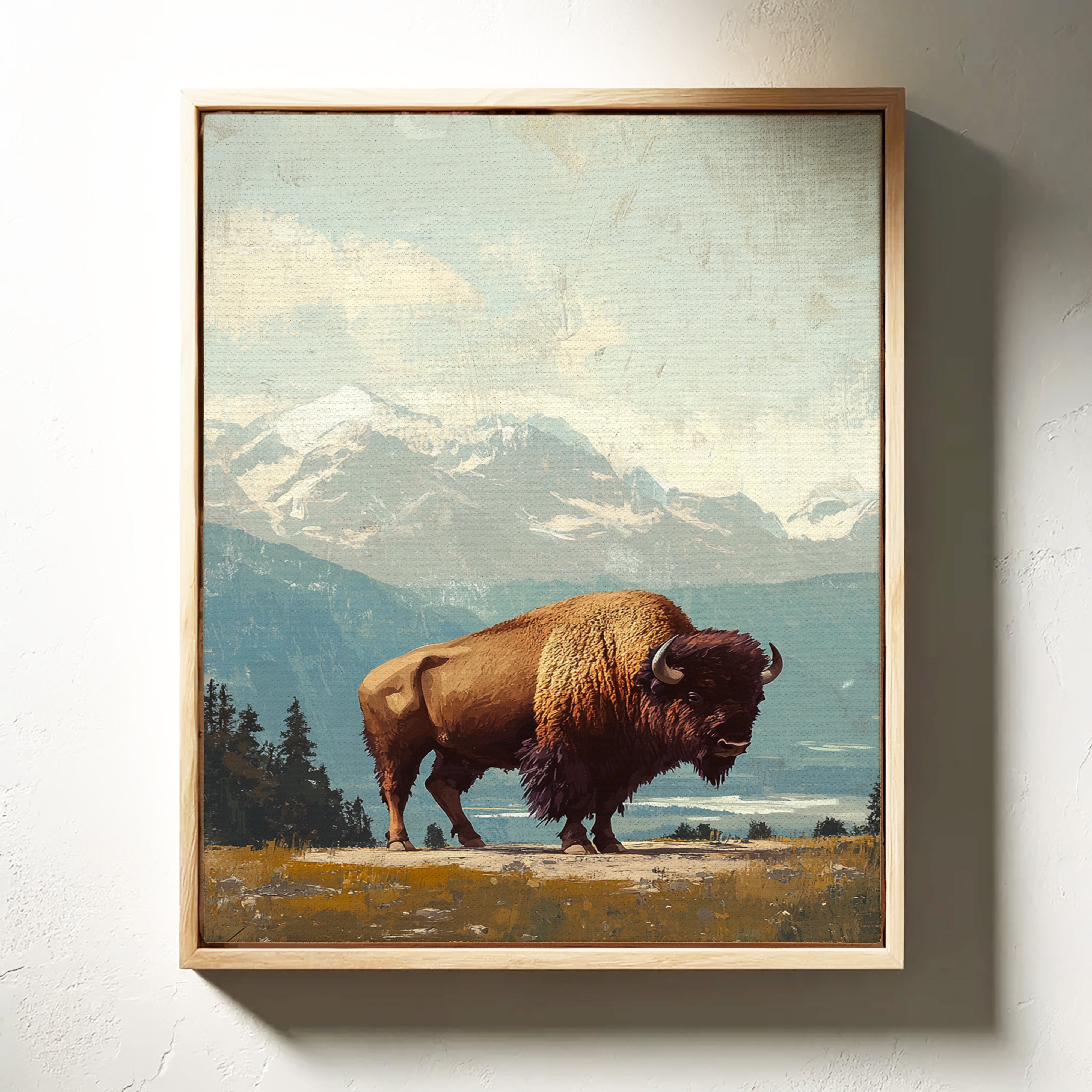 Bison Beneath the Mountain Sky