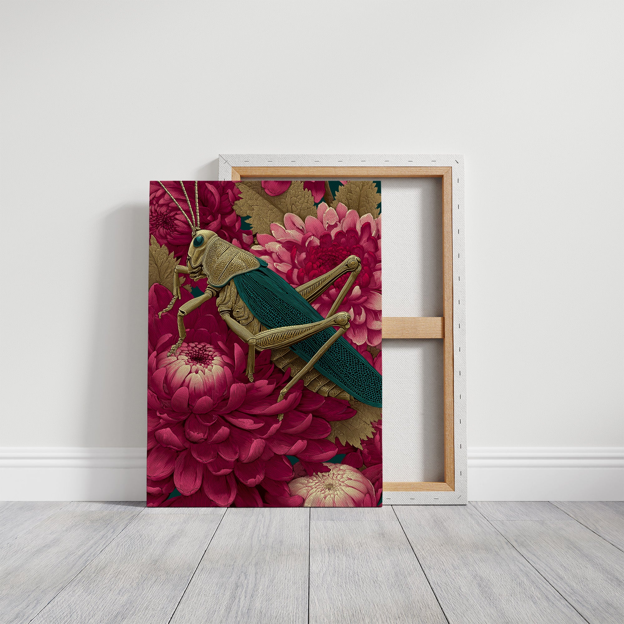 Grasshopper Among Chrysanthemums