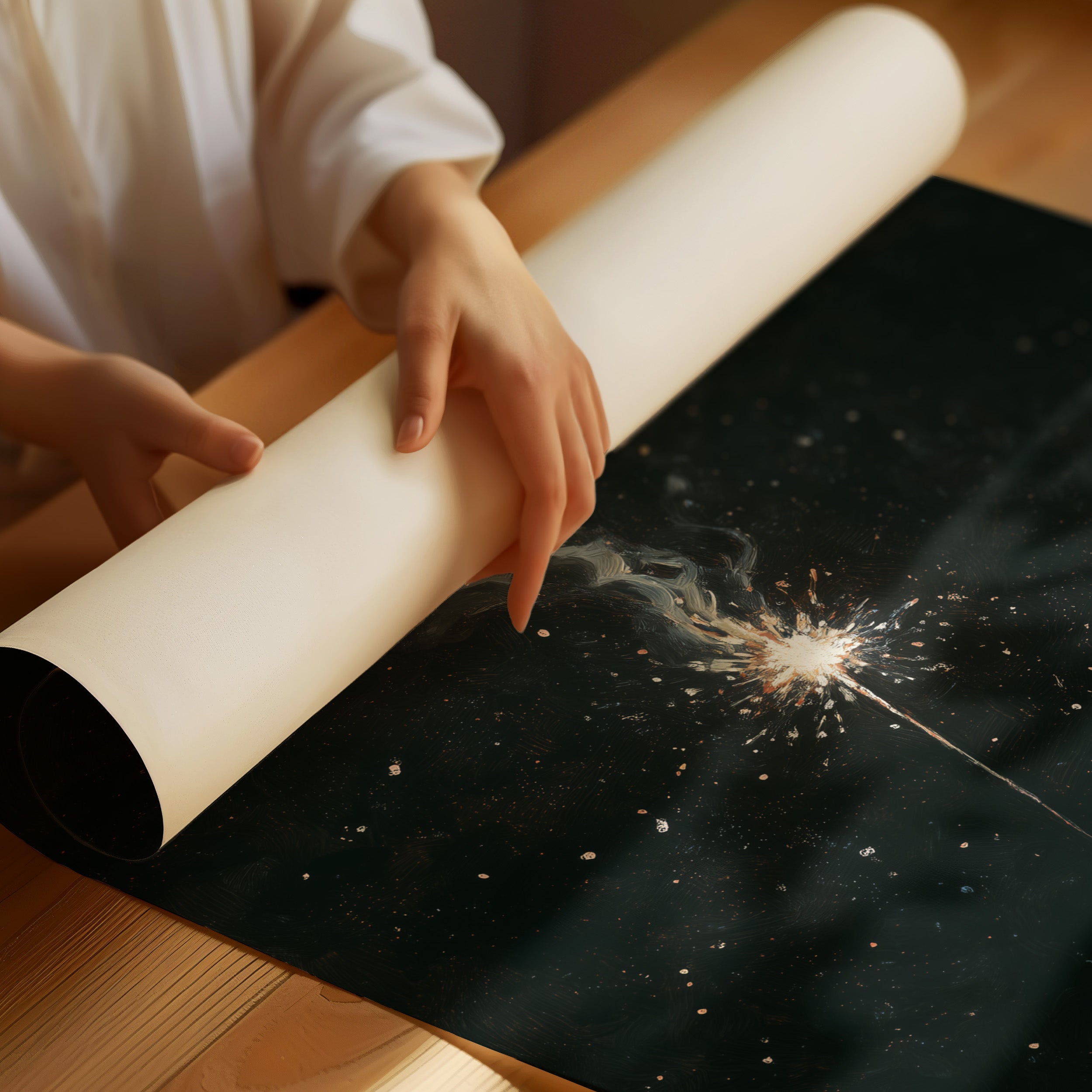 Midnight Spark Between Fingers