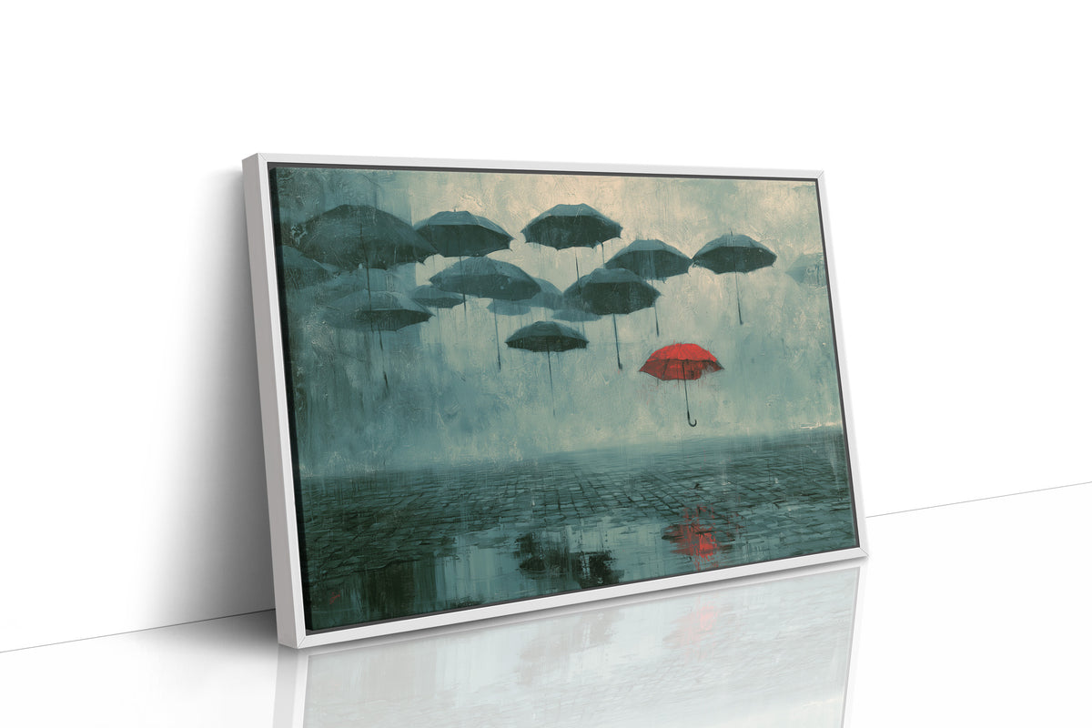 Red Umbrella Rises Above