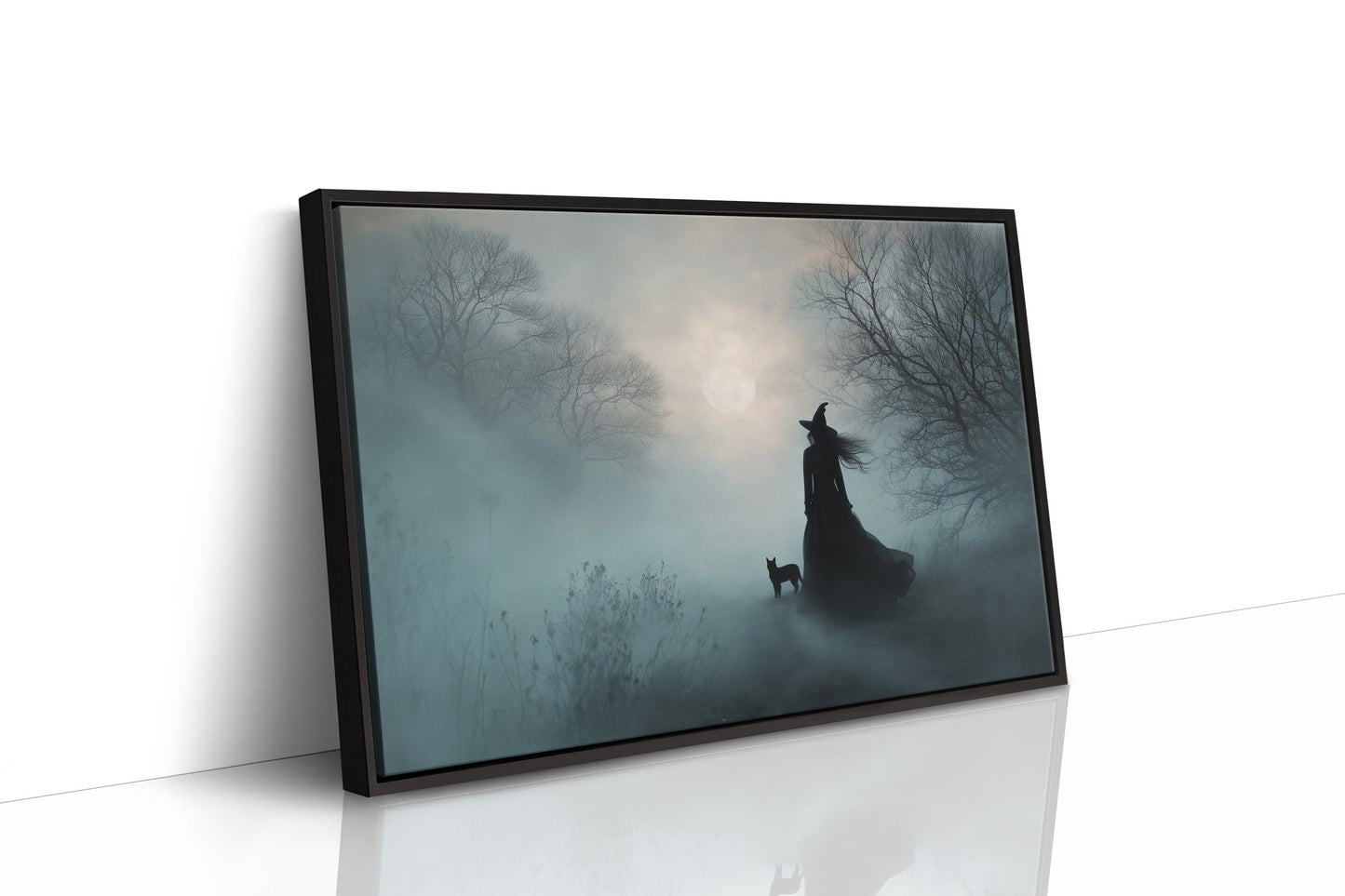 Fog Bound Witch Walks Midnight Path