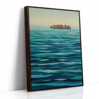 Solitary Vessel Crosses Teal Expanse