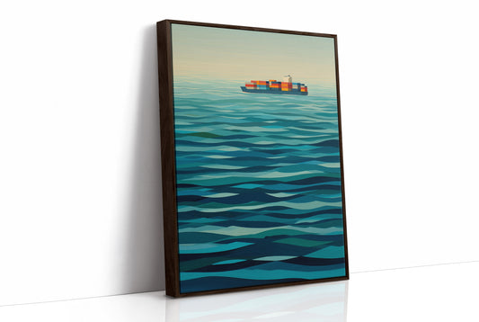 Solitary Vessel Crosses Teal Expanse