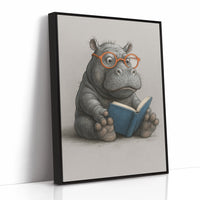 Baby Hippo Reading with Glasses