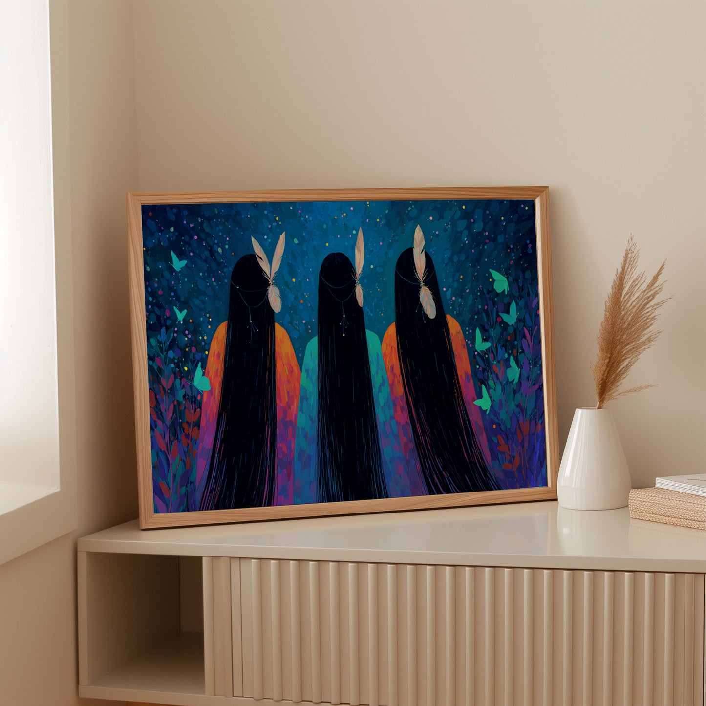 Moonlit Sisters Dance With Butterflies