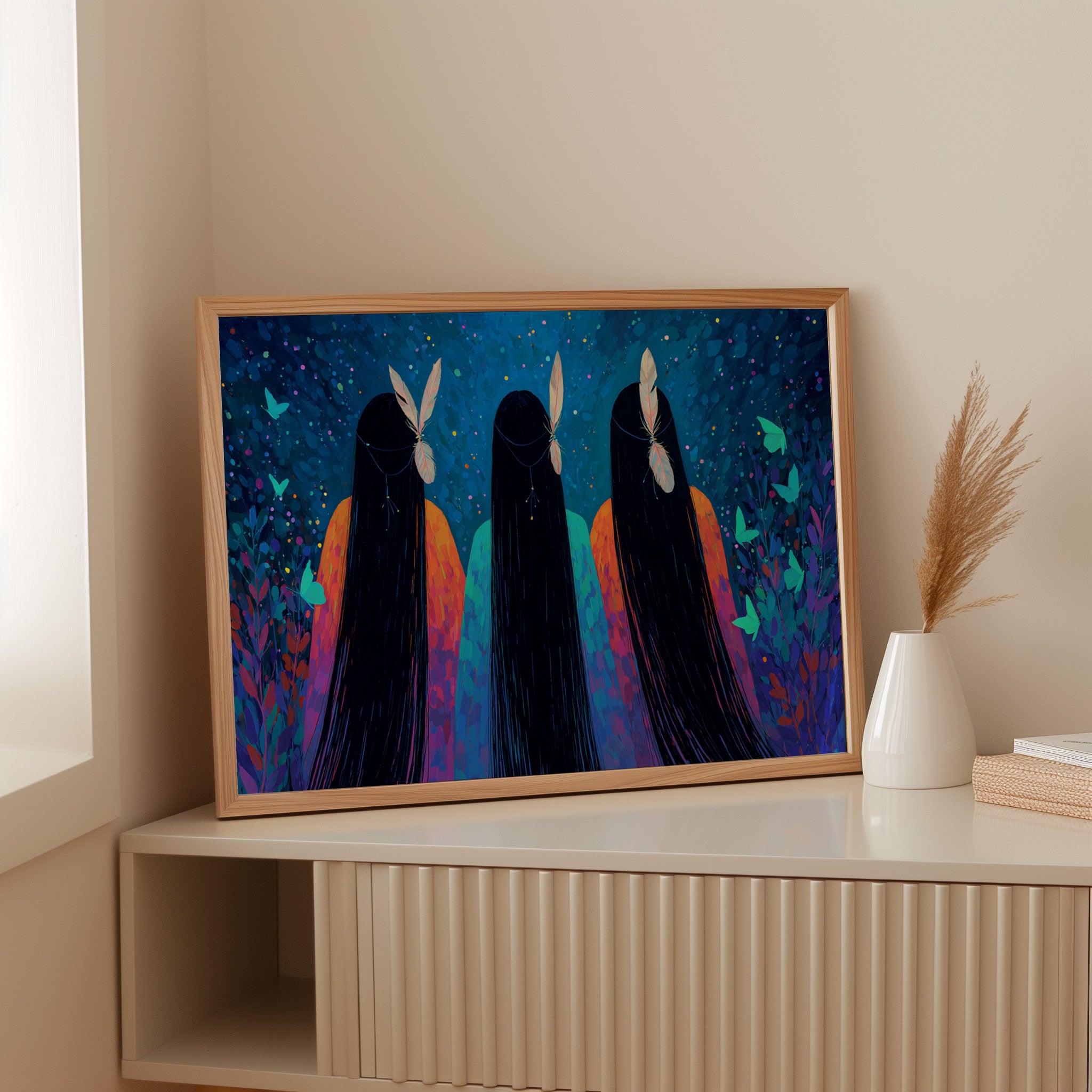 Moonlit Sisters Dance With Butterflies