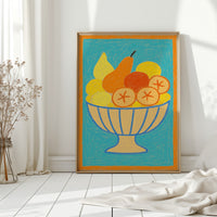 Sunny Fruit Bowl on Blue
