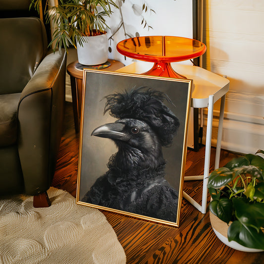 Elegantly Dressed Raven in Lace