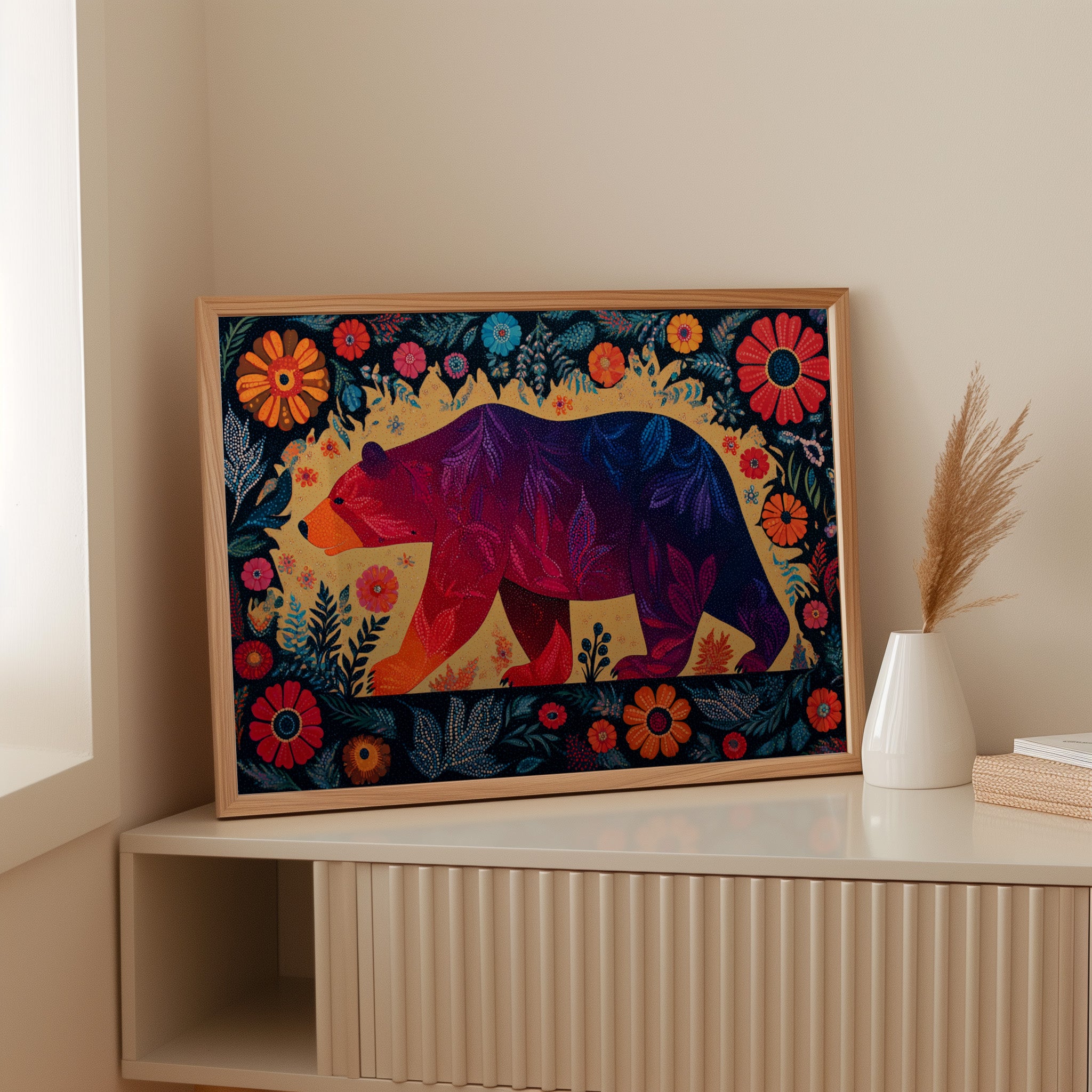 Twilight Bear Among Summer Blooms