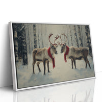Winter Reindeer Share Crimson Scarves