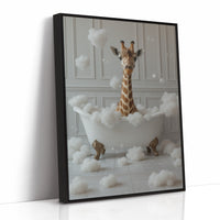 Giraffe in a Bathtub of Bubbles