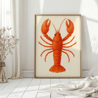 Watercolor Lobster in Coastal Red