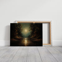 Moonlit River Between Ancient Trees