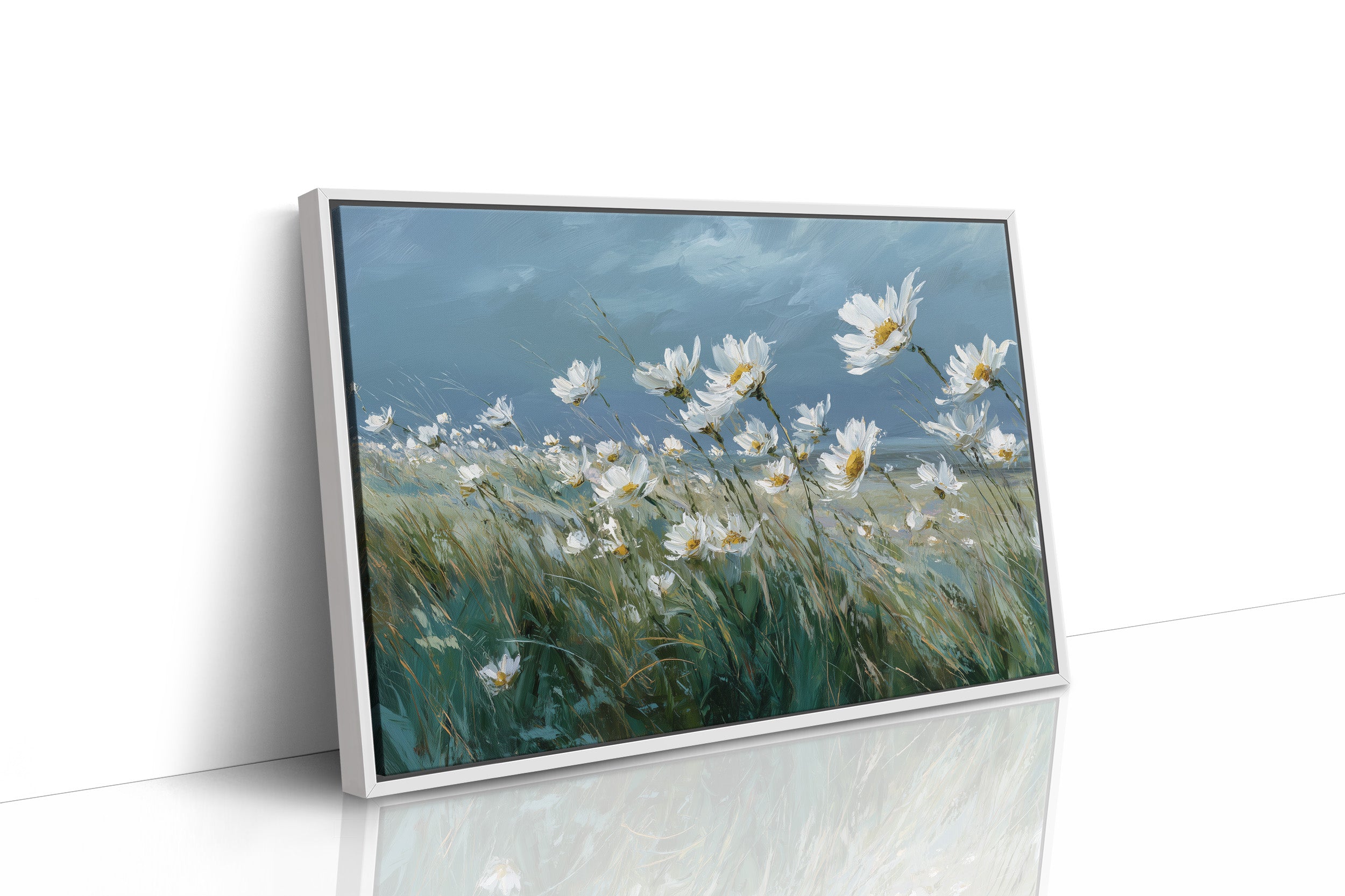 Coastal Daisies Dance Against Stormy Skies
