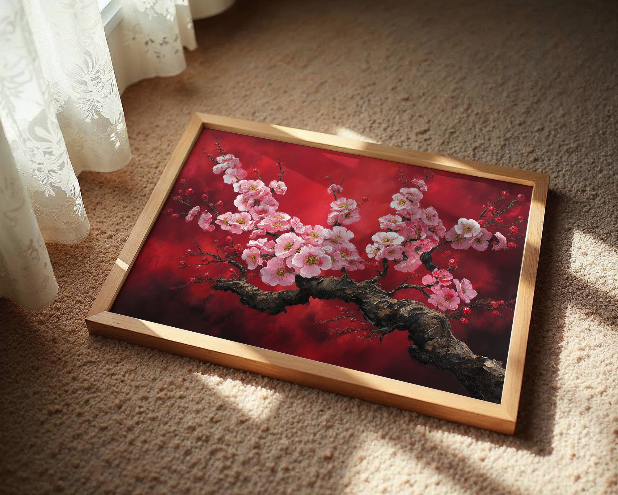 Cherry Blossoms Paint Crimson Dreams