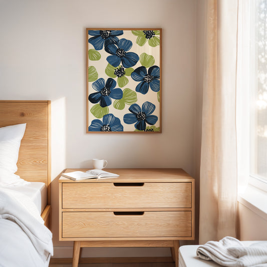 Summer Blossoms Drift In Navy