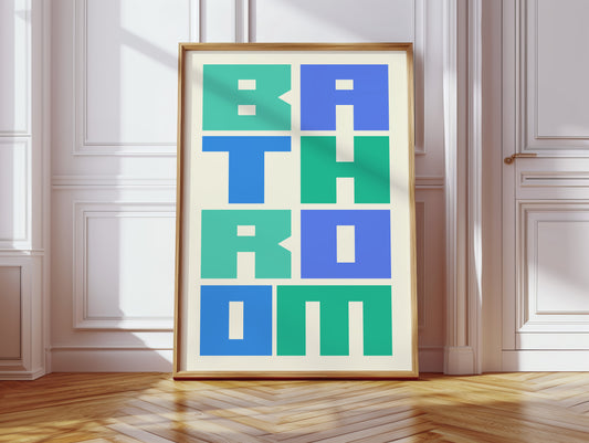 Geometric Letters Dance In Mint Blue