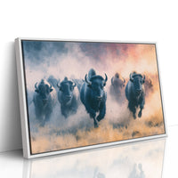 Bison Stampede Through Golden Dust