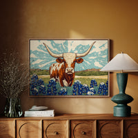 Texas Icon – Longhorn and Bluebonnets Pop Art