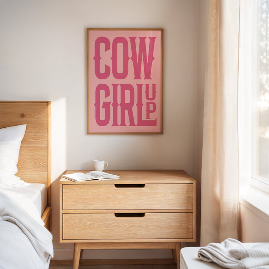 Cowgirl Up Pink Western Poster